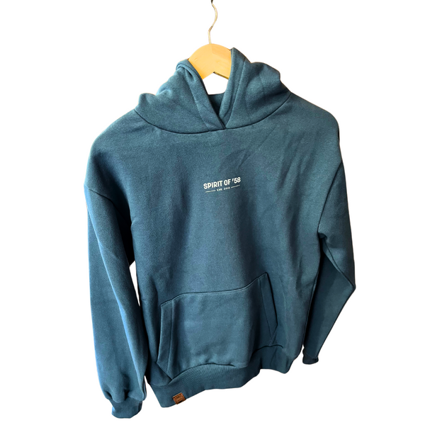 Siwmper Hwdi Glas SO58 gyda Spirit of 58