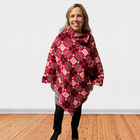 Red Welsh Tapestry Poncho - Mihangel