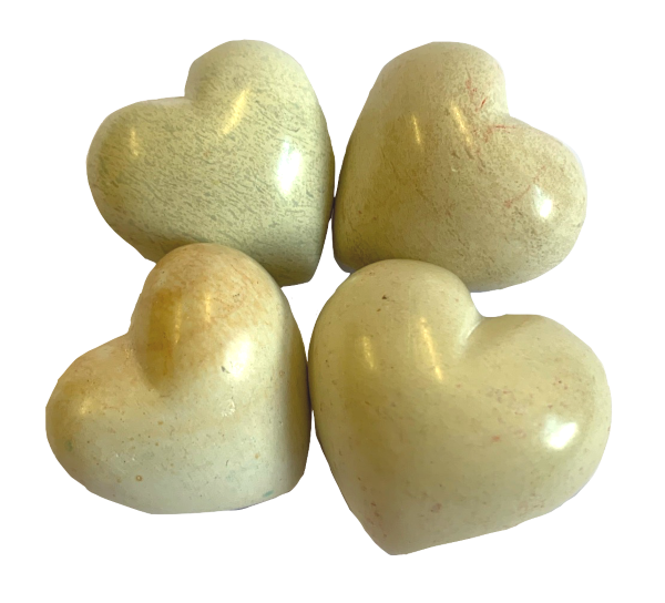 Set of 4 Soapstone Natural Lovehearts Cadwyn Cyf