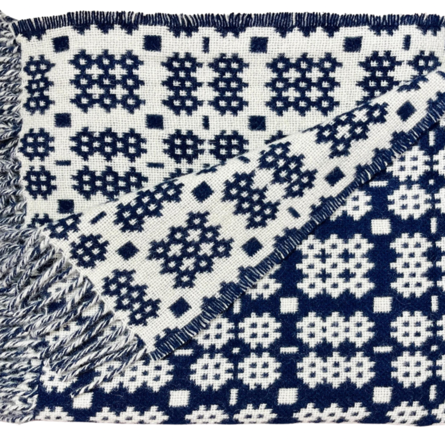 Navy Welsh Tapestry Throw - Clettwr – Cadwyn Cyf