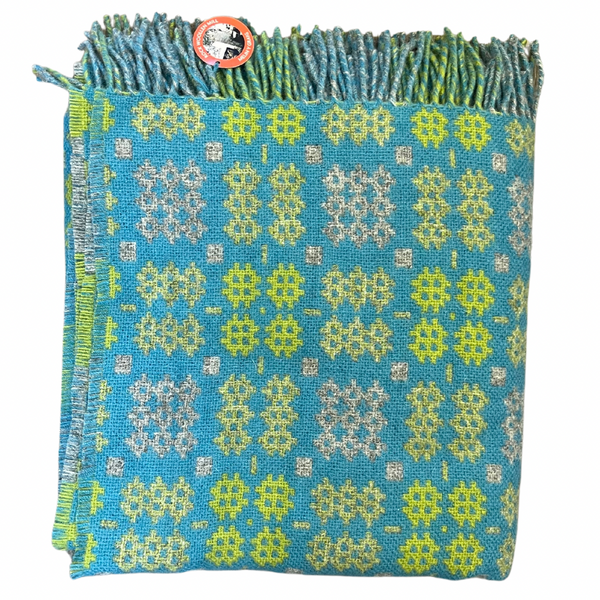 Turquoise Welsh Tapestry Throw