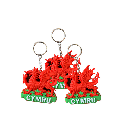 3 Welsh Dragon 'Cymru' Keyrings