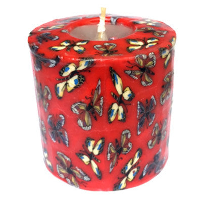 Red Butterfly Pillar Candle