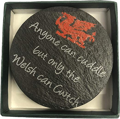 Set of 4 'Anyone Can Cuddle But Only The Welsh Can Cwtch' Coasters