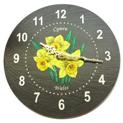 Round Daffodil Slate Clock