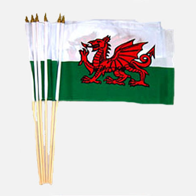 Large Wales hand Flags (Pack of 6) - 318 - Welsh Flags