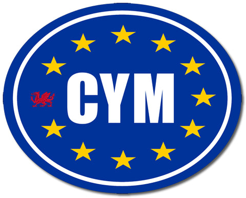 3 'CYM' + EU Stars Bumper Stickers