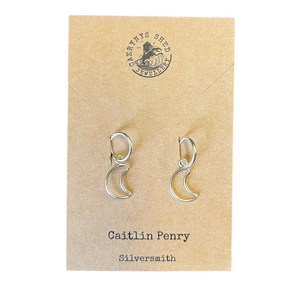 Moon Creole Earrings - Sterling Silver, Handmade