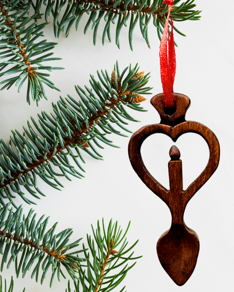 Addurn Nadolig Llwy Garu Fach - Cannwyll