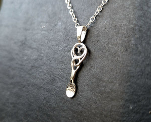 Encircled Heart Love Spoon Necklace - Sterling Silver, Handmade