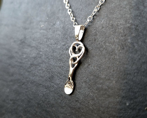 Encircled Heart Love Spoon Necklace - Sterling Silver, Handmade LSNL3