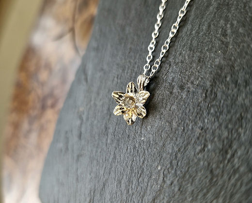 Daffodil Flower Earrings in Sterling Silver & 18 Carat Gold Daffodil Flower Earrings in Sterling Silver & 18 Carat Gold