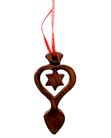 Dark Wood Mini Lovespoon Christmas Decoration with Star
