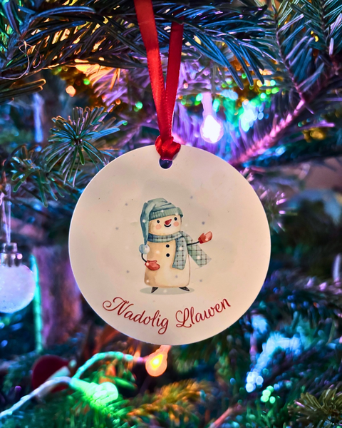 Metal 'Nadolig Llawen' Christmas Decoration - Snowman