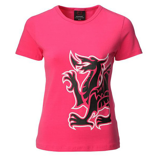 Ladies Pink Welsh Dragon Anthem T-shirt