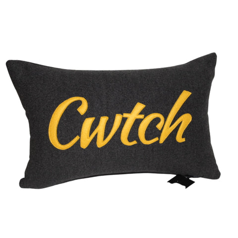 Clustog Gwlân Llwyd gyda Cwtch mewn Mwstard