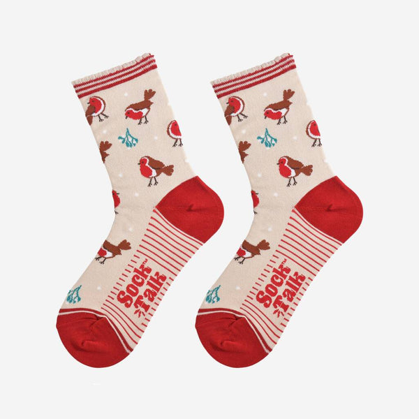 Christmas Robin - Women's Welsh Bamboo Socks