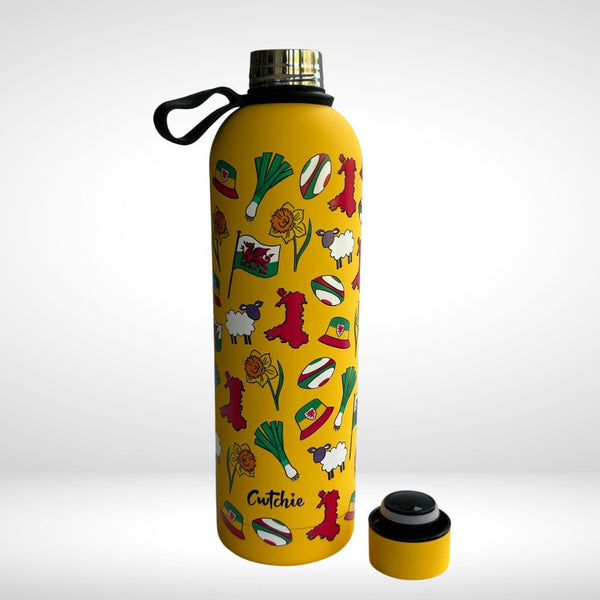 Potel Thermal Patrwm Cymreig - Melyn