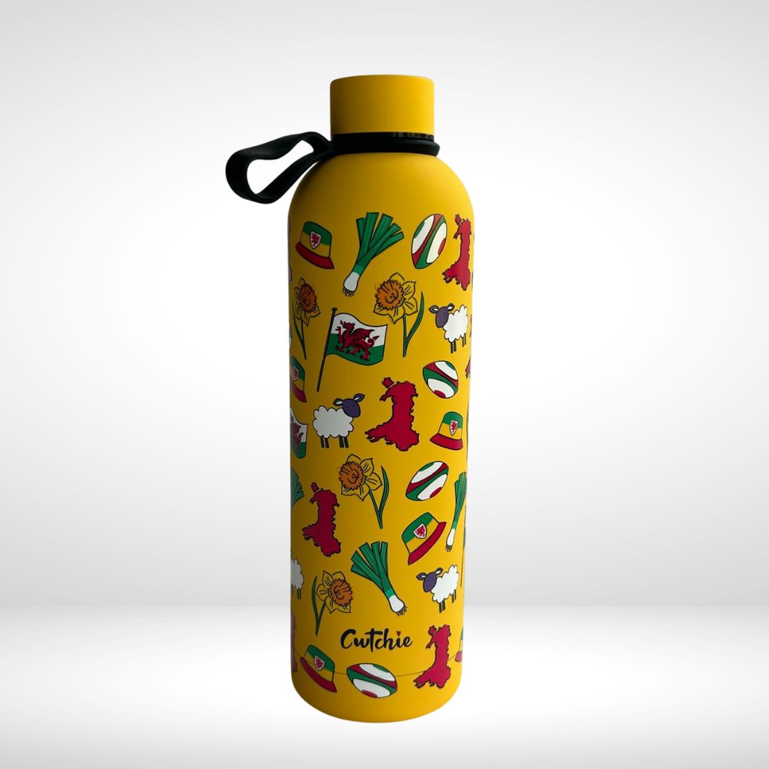 Potel Thermal Patrwm Cymreig - Melyn