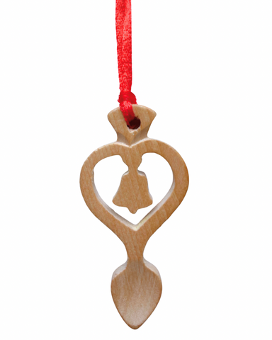 Light Wood Mini Lovespoon Christmas Decoration with Bell