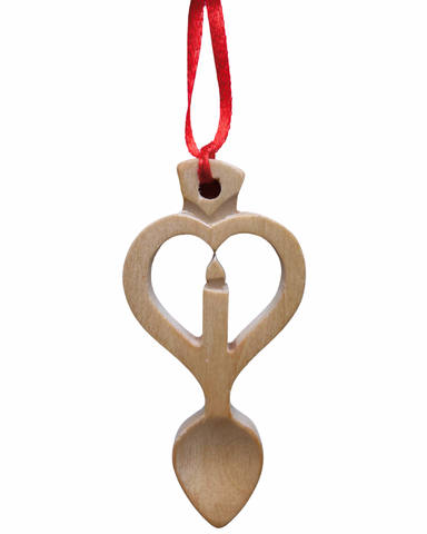 Light Wood Mini Lovespoon Christmas Decoration with Candle