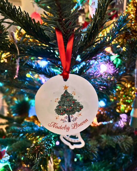 Metal 'Nadolig Llawen' Christmas Decoration - Set of 3