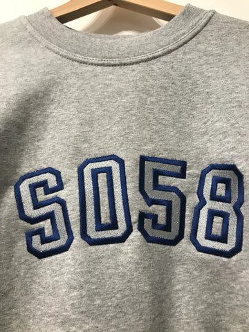 SO58 Unisex Embroidered Crew Neck Grey Sweatshirt