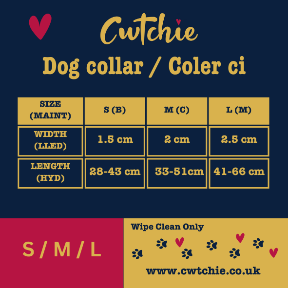 Colar Ci Patrwm Cymreig - Maint Bach