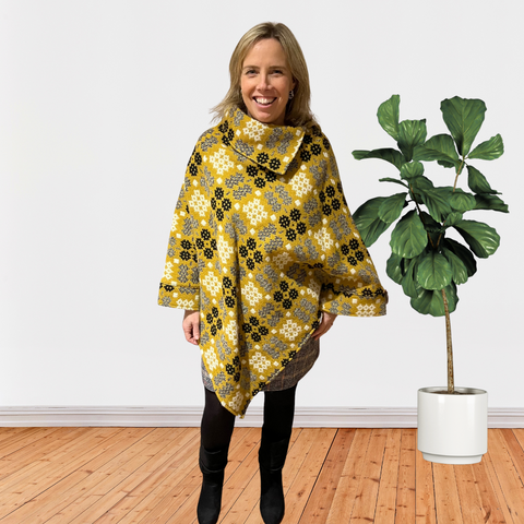 Gold Welsh Tapestry Poncho - Brynteg