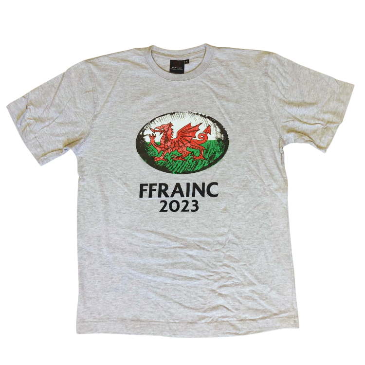 Wales Supporters' Ffrainc 2023 (France 2023) Grey Rugby T-shirt