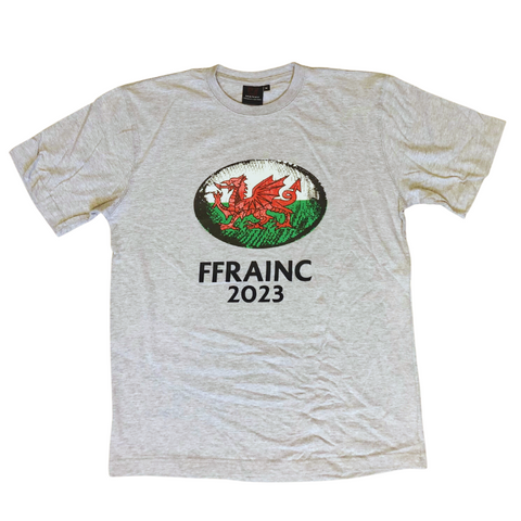 Wales Supporters' Ffrainc 2023 (France 2023) Grey Rugby T-shirt