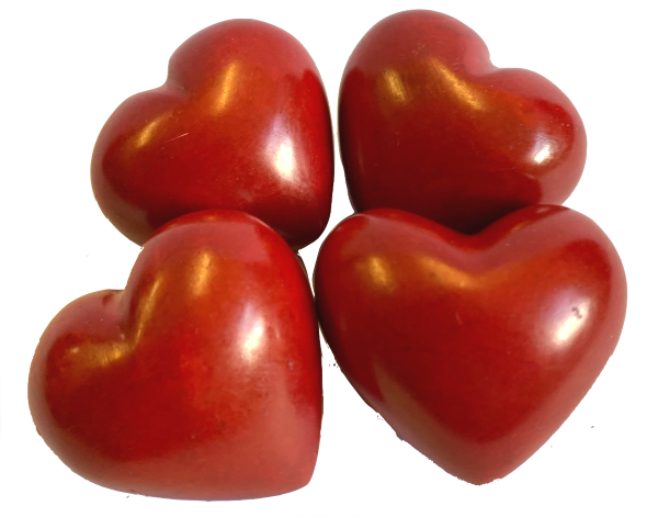 Set of 4 Soapstone Red Lovehearts