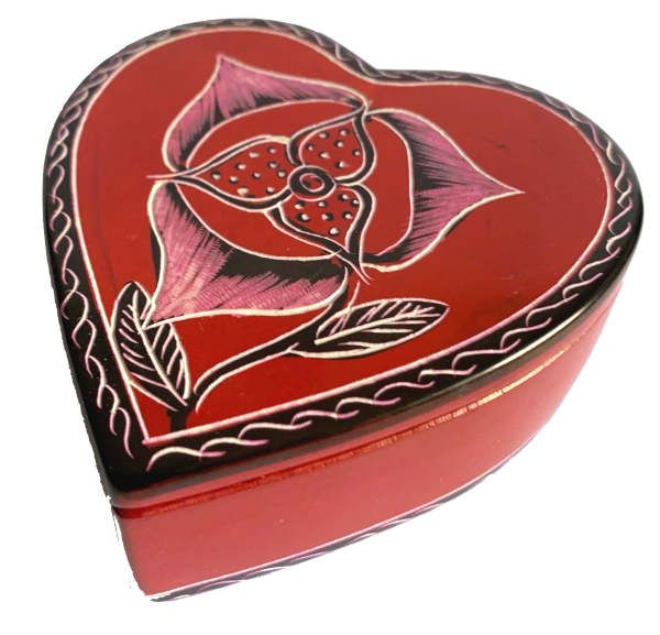 Red Soapstone Heart Box with Rose