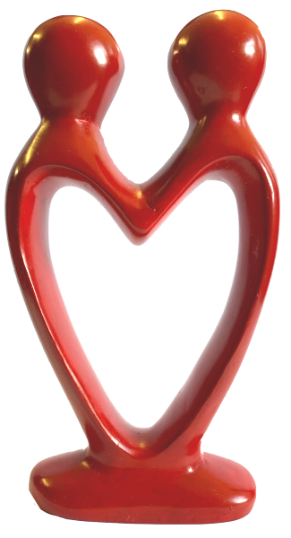 Red Soapstone Two Hearts in One