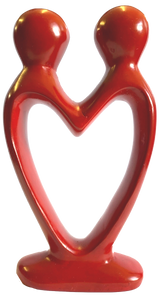 Red Soapstone Two Hearts in One