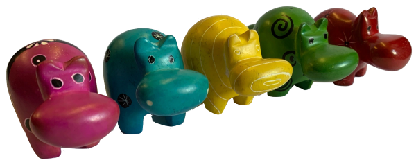 Set of 5 Colourful Soapstone Hippos