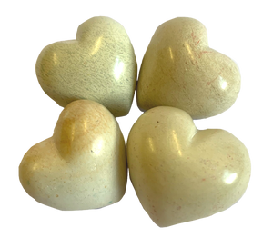 Set of 4 Soapstone Natural Lovehearts