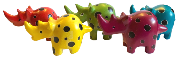 Set of 5 Colourful Soapstone Rhino