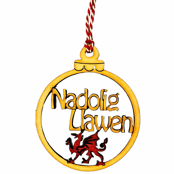Dragon 'Nadolig Llawen' Christmas Decoration