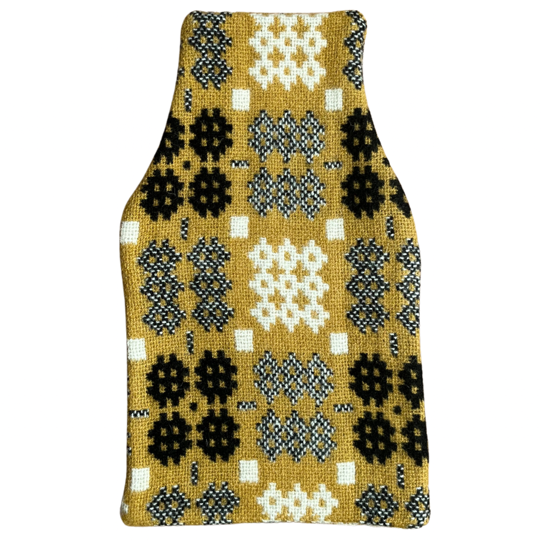 Welsh Tapestry Hot Water Bottle Cover - Mustard Yellow