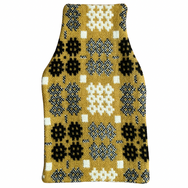 Welsh Tapestry Hot Water Bottle Cover - Mustard Yellow