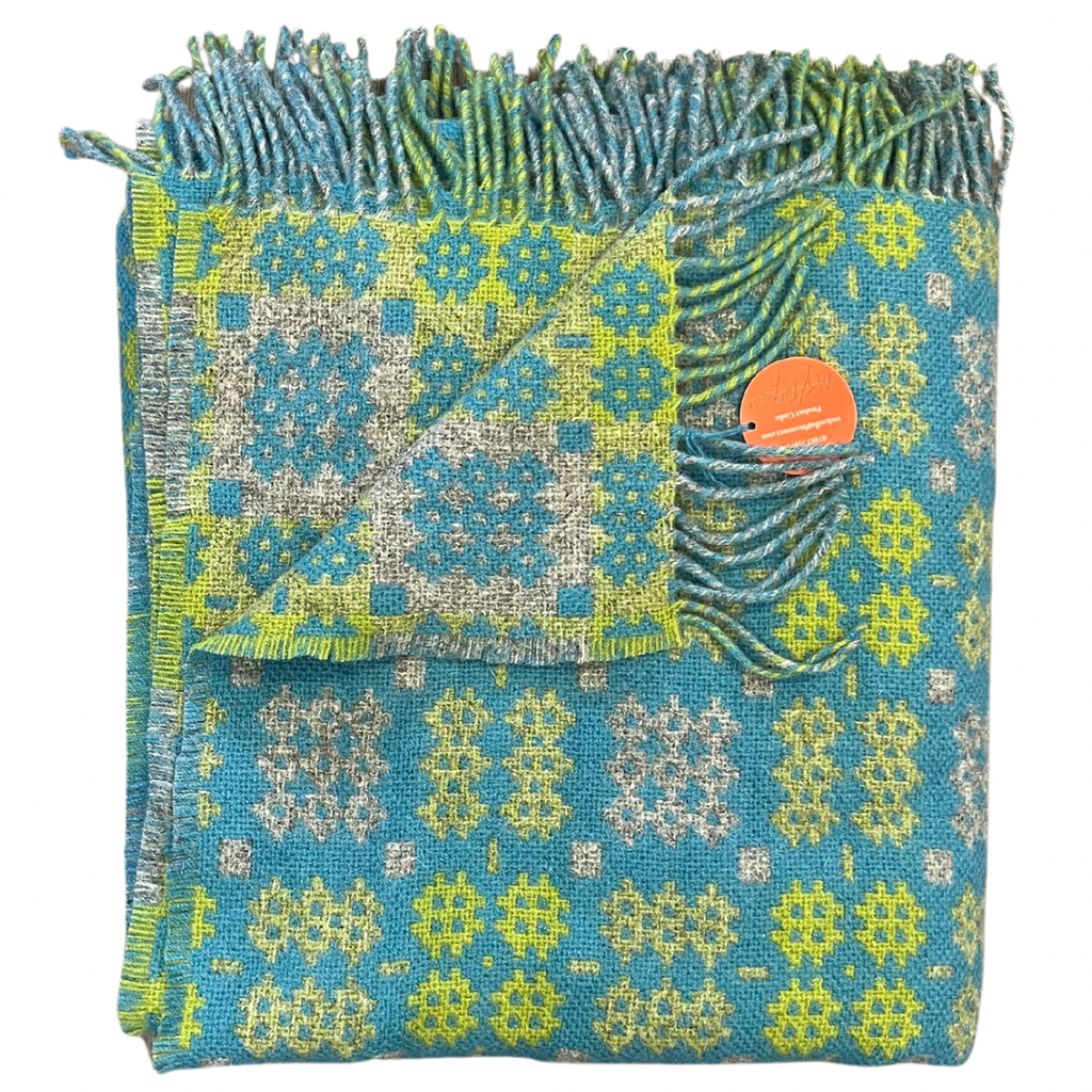 Turquoise Welsh Tapestry Throw – Cadwyn Cyf