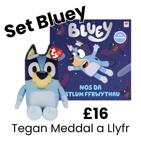 Bluey Plush Toy and Welsh Story Book Set
