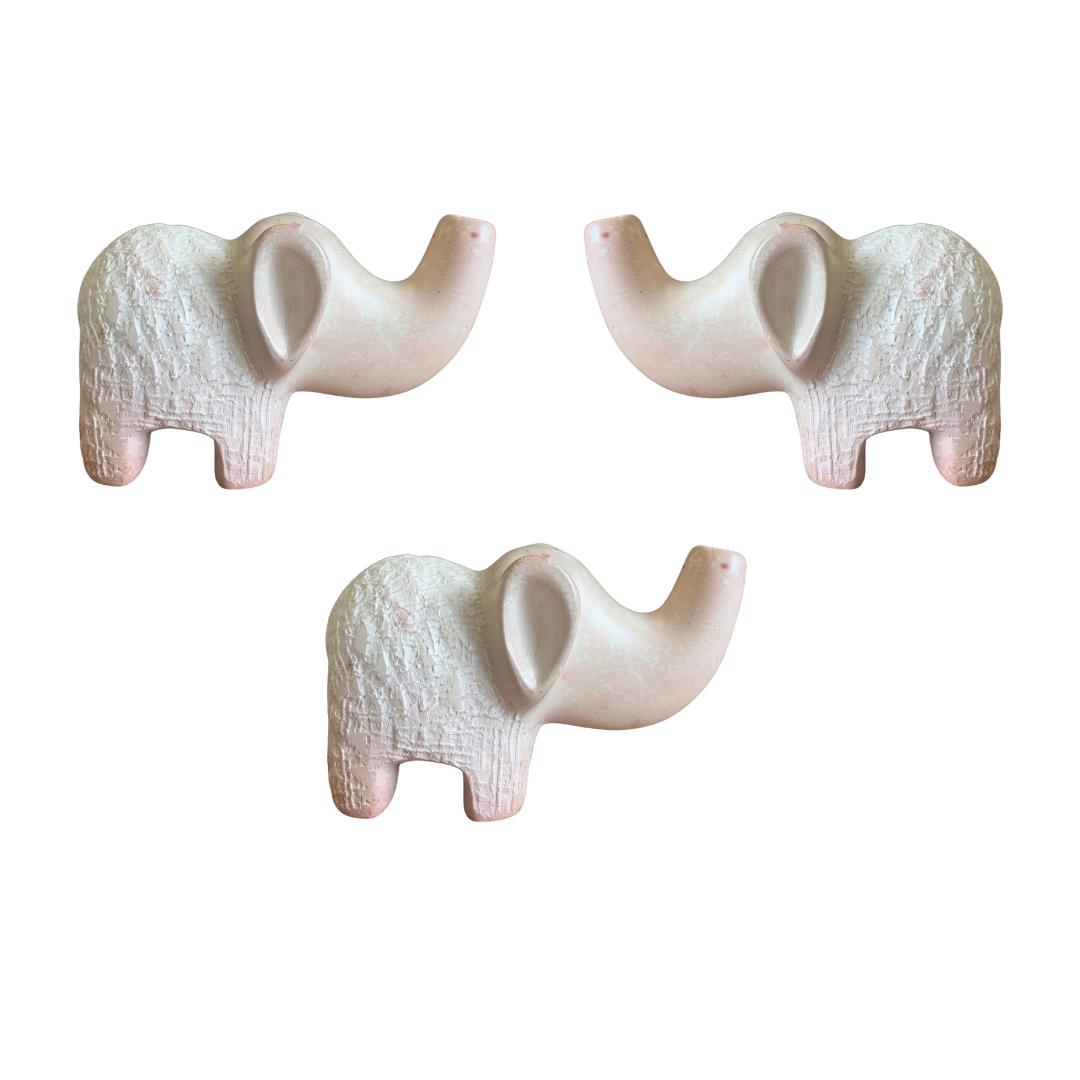 Set of 3 Natural Textured Elephant