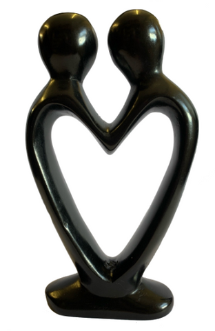 Black Soapstone Two Hearts in One