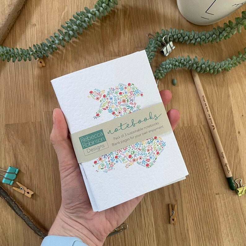 Welsh Notebook Set – Floral Wales Map, Calon Lan Lyrics, Welsh Ladies - Set of 3