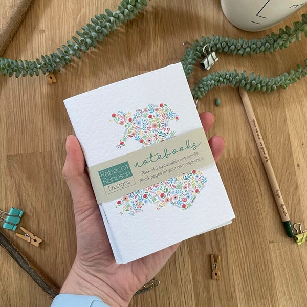 Welsh Notebook – Floral Wales Map, Calon Lan Lyrics or Welsh Ladies