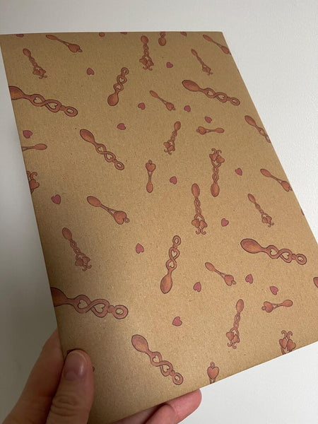 Welsh Love Spoons Gift Wrap - Recycled Kraft Wrapping Paper