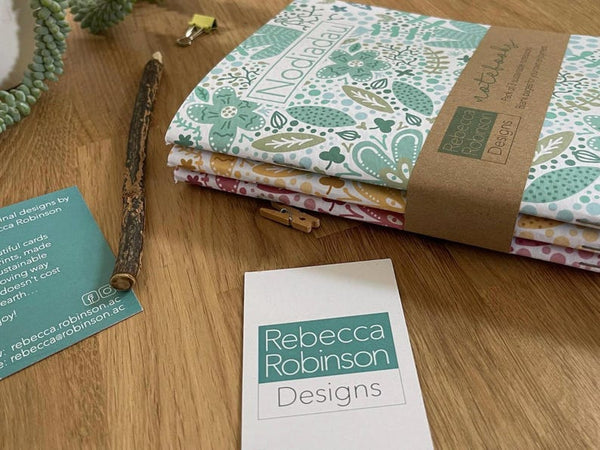 Set o Lyfrau Nodiadau Blodeuog - Set o 3