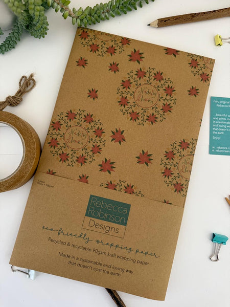 Papur Lapio Torch Poinsettia a Nadolig Llawen - Papur Karft wedi'i Ailgylchu